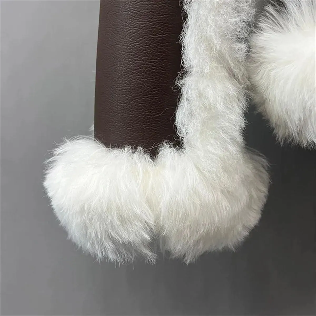Women's Faux Leather Coat Real Wool Shearling Jackets Winter Outerwear Faux Leather Moto Biker Coat