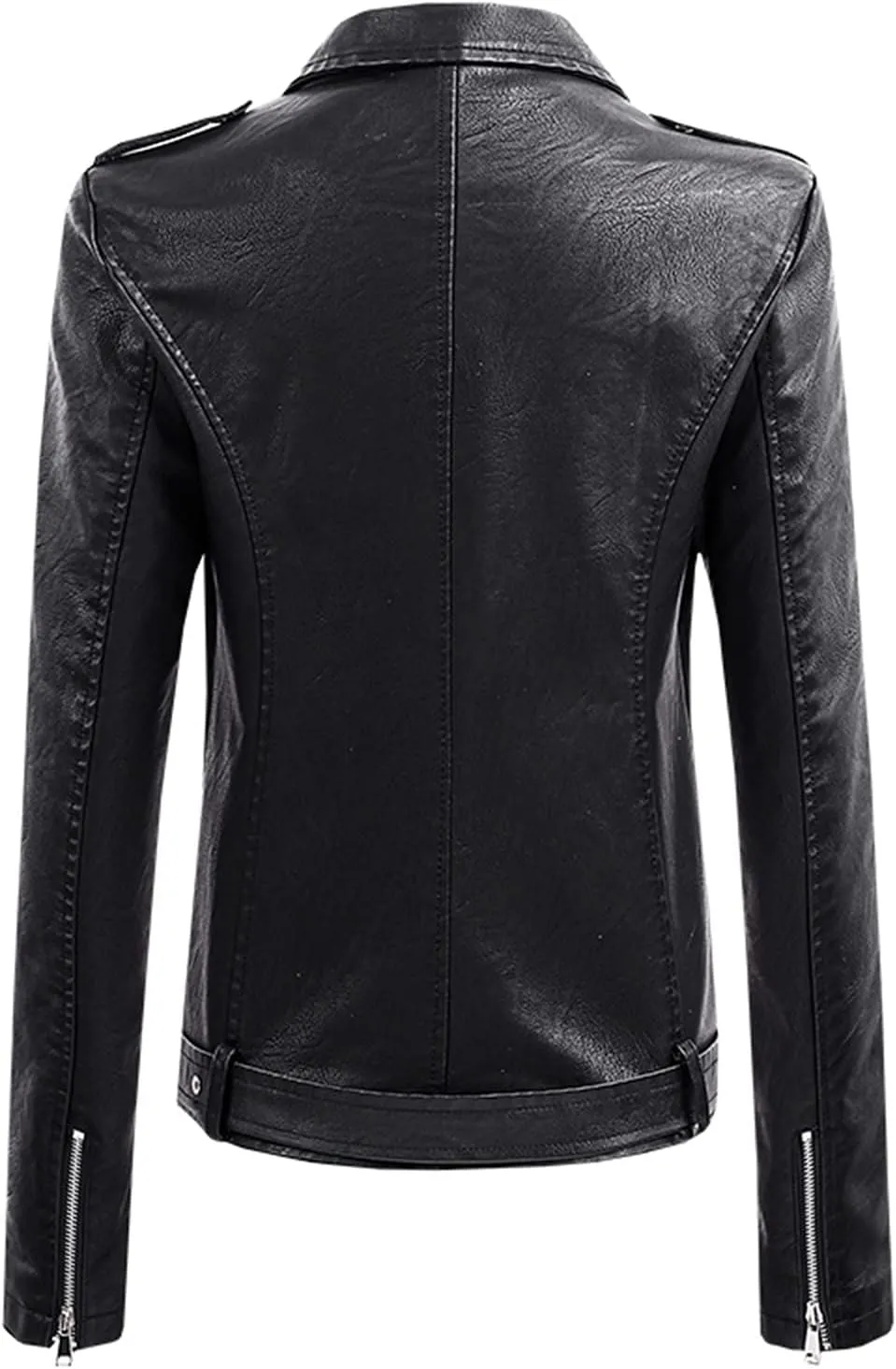 Women's Faux Leather Jacket Ladies Lapel Collar Short Coat Button Motorcycle Biker Outwear Zipper Jackets PU Coats