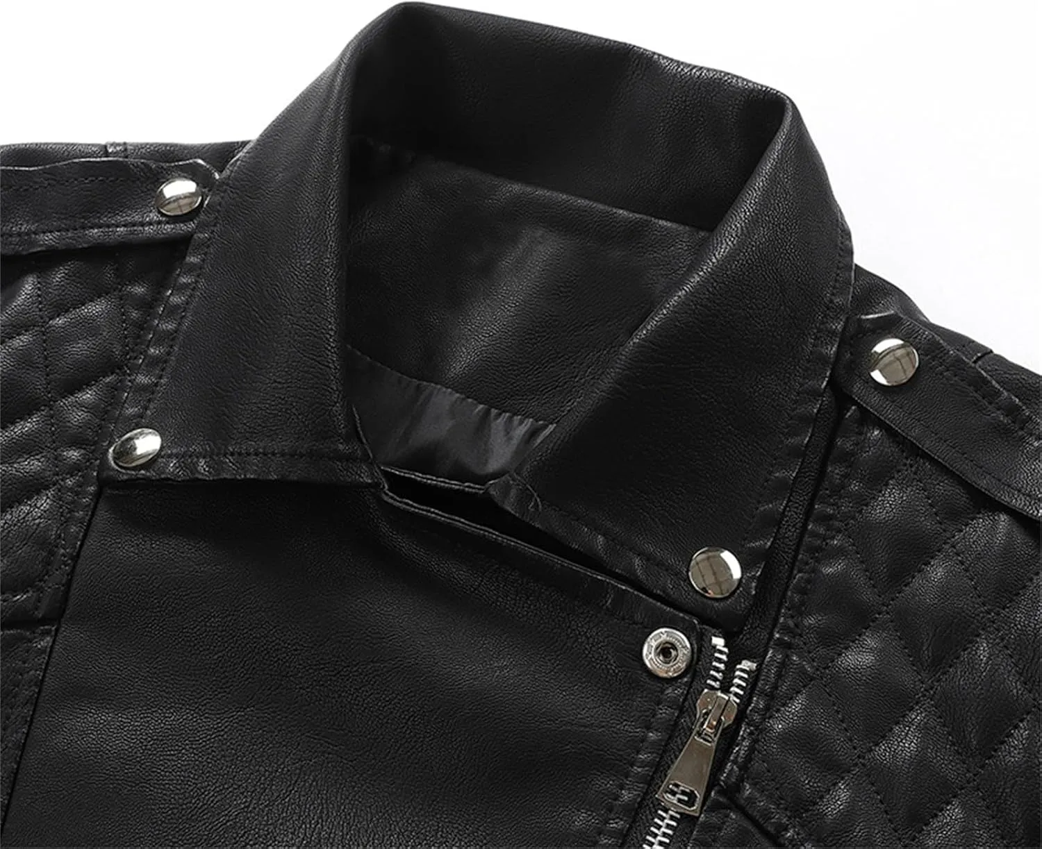 Women's Faux Leather Jacket Lapel Slim Fit Jackets Bomber Motorcycle Coat Ladies Zip Up Pockets Moto Biker Overcoat