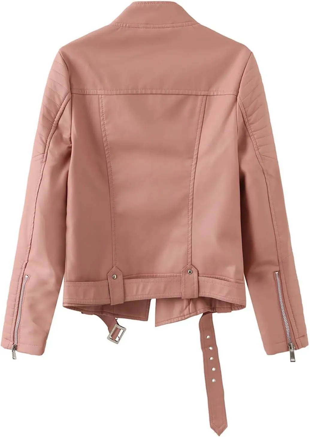 Womens Faux Leather Shacket Jackets Plus Size Motorcycle Jacket with Belted Zip Pockets Loose Fit Pleather Bike Coat