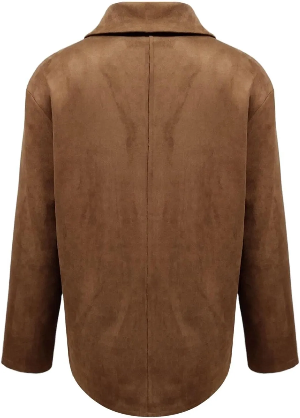 Womens Faux Suede Shacket Jacket Casual Single-Breasted Shirt Jacket Vintage Loose Fit Cropped Faux Leather Coats