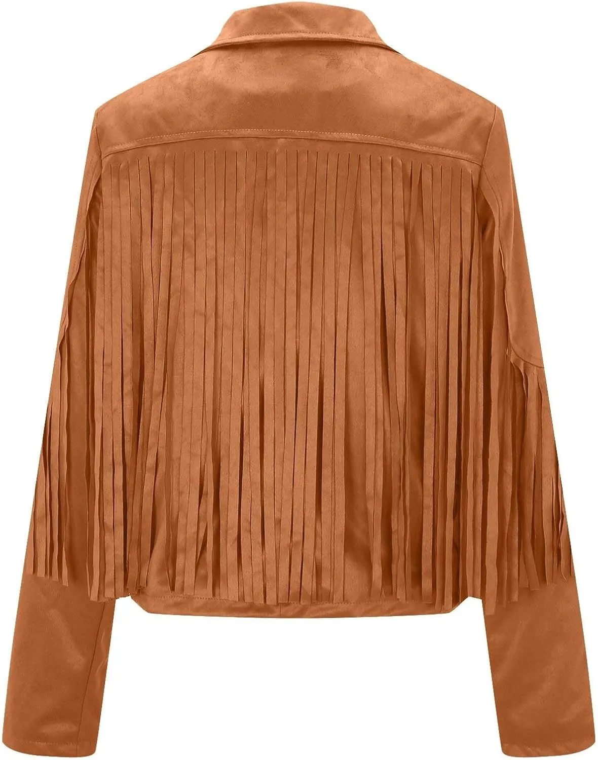 Women's Fringe Jackets Suede Tassel Jacket Crop Moto Biker Jackets Open Front Tassel Coat Western Cowgitl Outfits