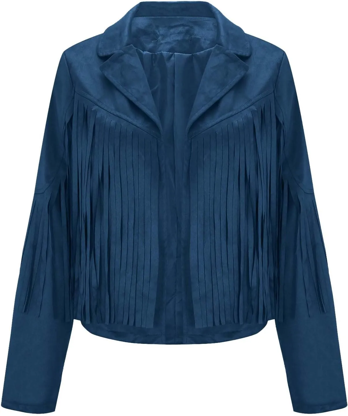 Women's Fringe Jackets Suede Tassel Jacket Crop Moto Biker Jackets Open Front Tassel Coat Western Cowgitl Outfits