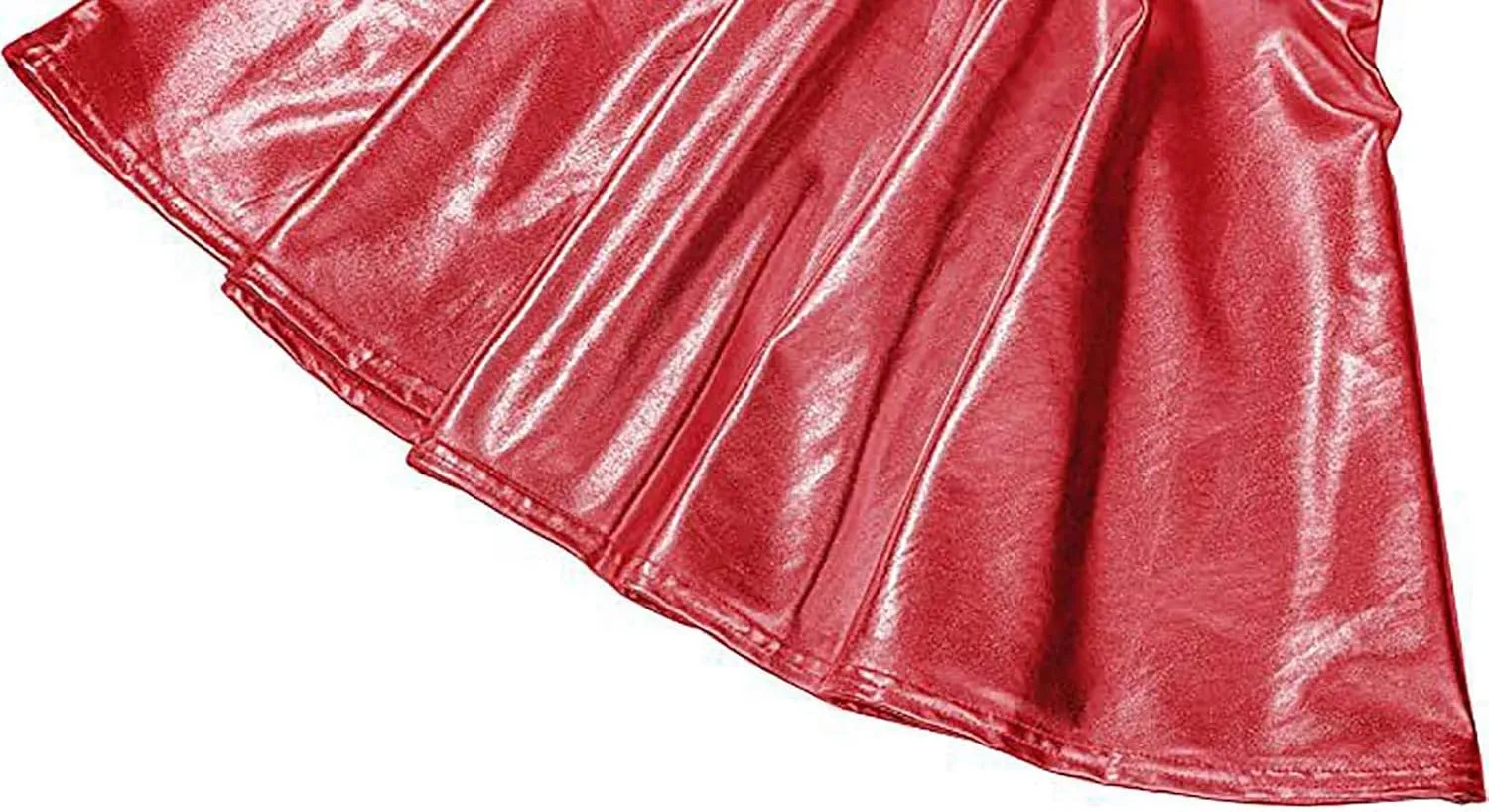 Women's Glossy PVC Leather Flared Skirt Shiny Glitter Holographic A Line Mini Skirts Nightclub Rave Pleated PU Skirt