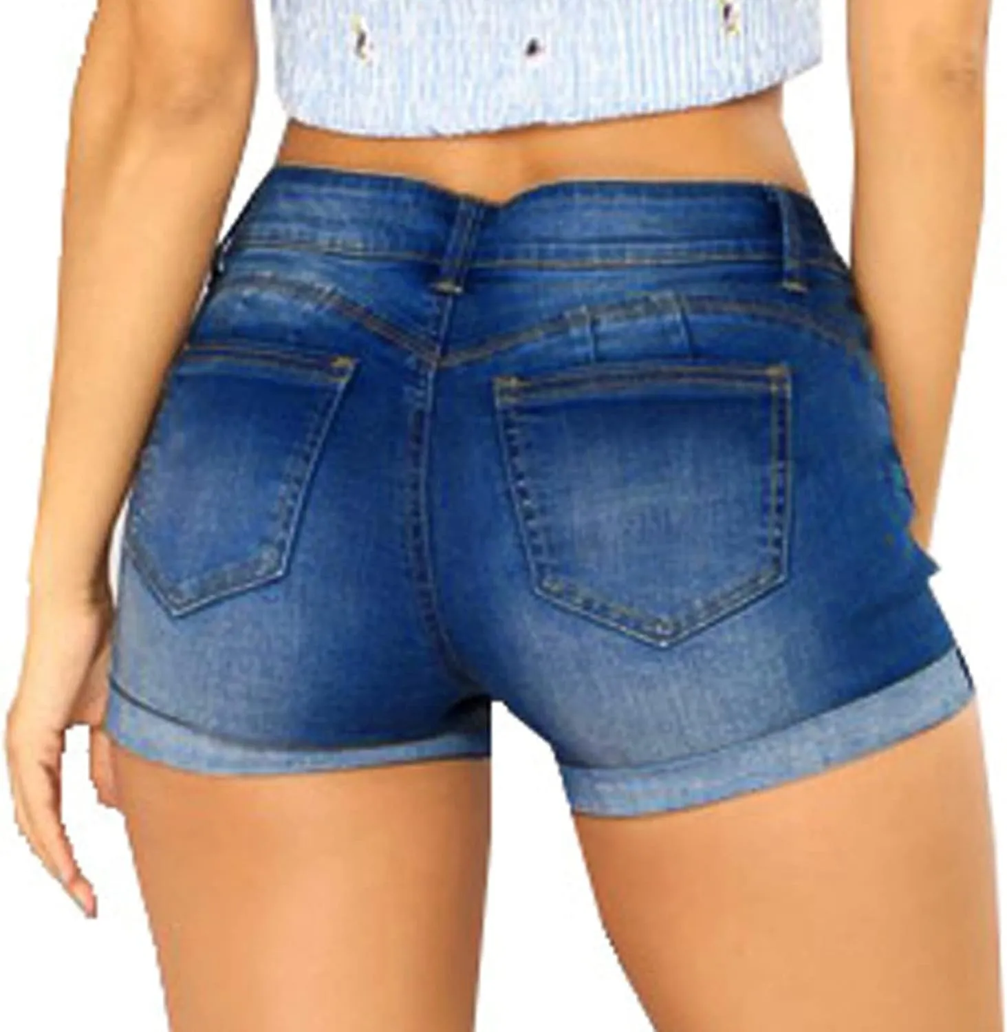 Womens Jeans Shorts Cut Off Slim Fit Denim Shorts High Waisted Ripped Distressed Summer Sport Casual Shorts