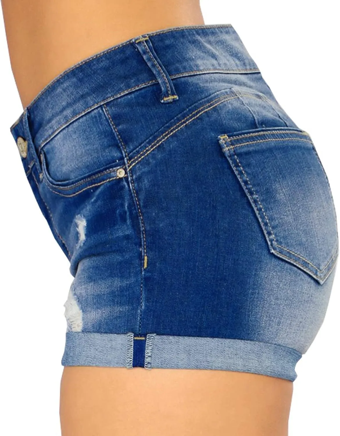 Womens Jeans Shorts Cut Off Slim Fit Denim Shorts High Waisted Ripped Distressed Summer Sport Casual Shorts