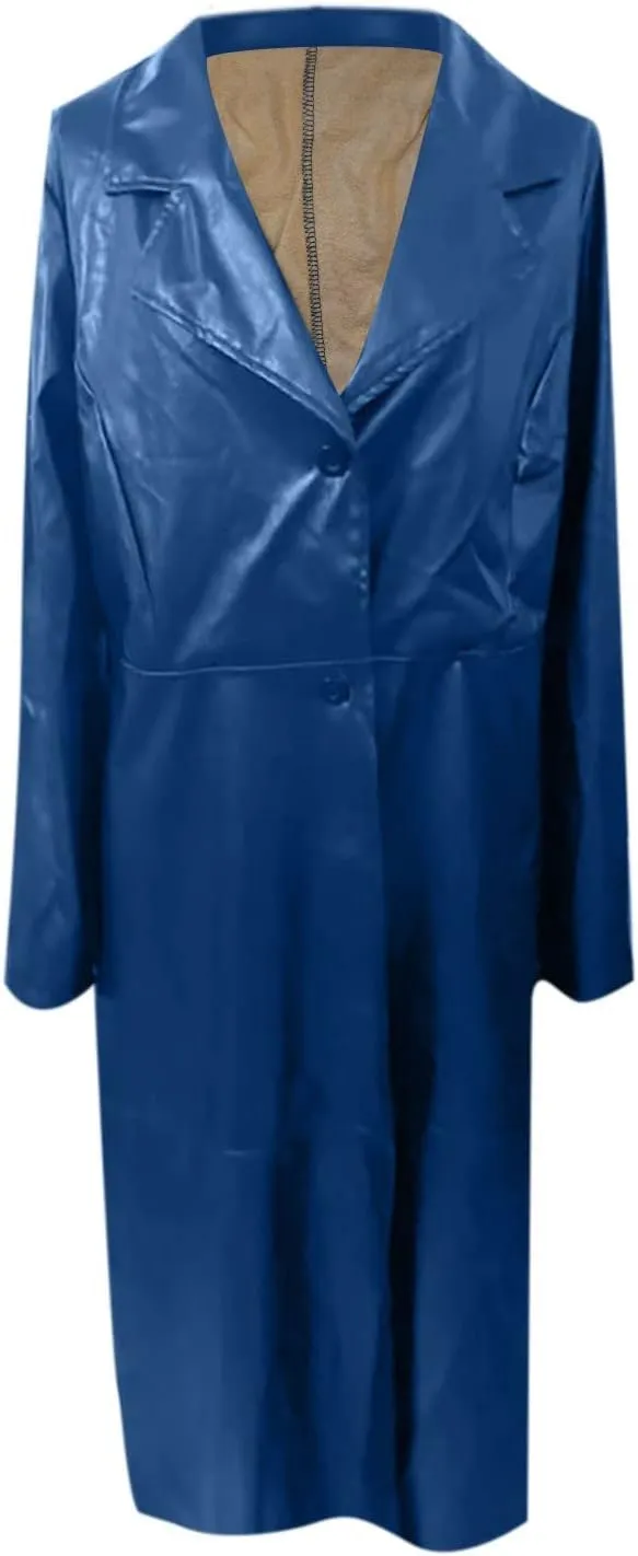 Womens Leather Long Jackets Dress Full Zipper Leather Jacket Coats Fashion Motorcycle Outwear PU Faux Leather Jackets