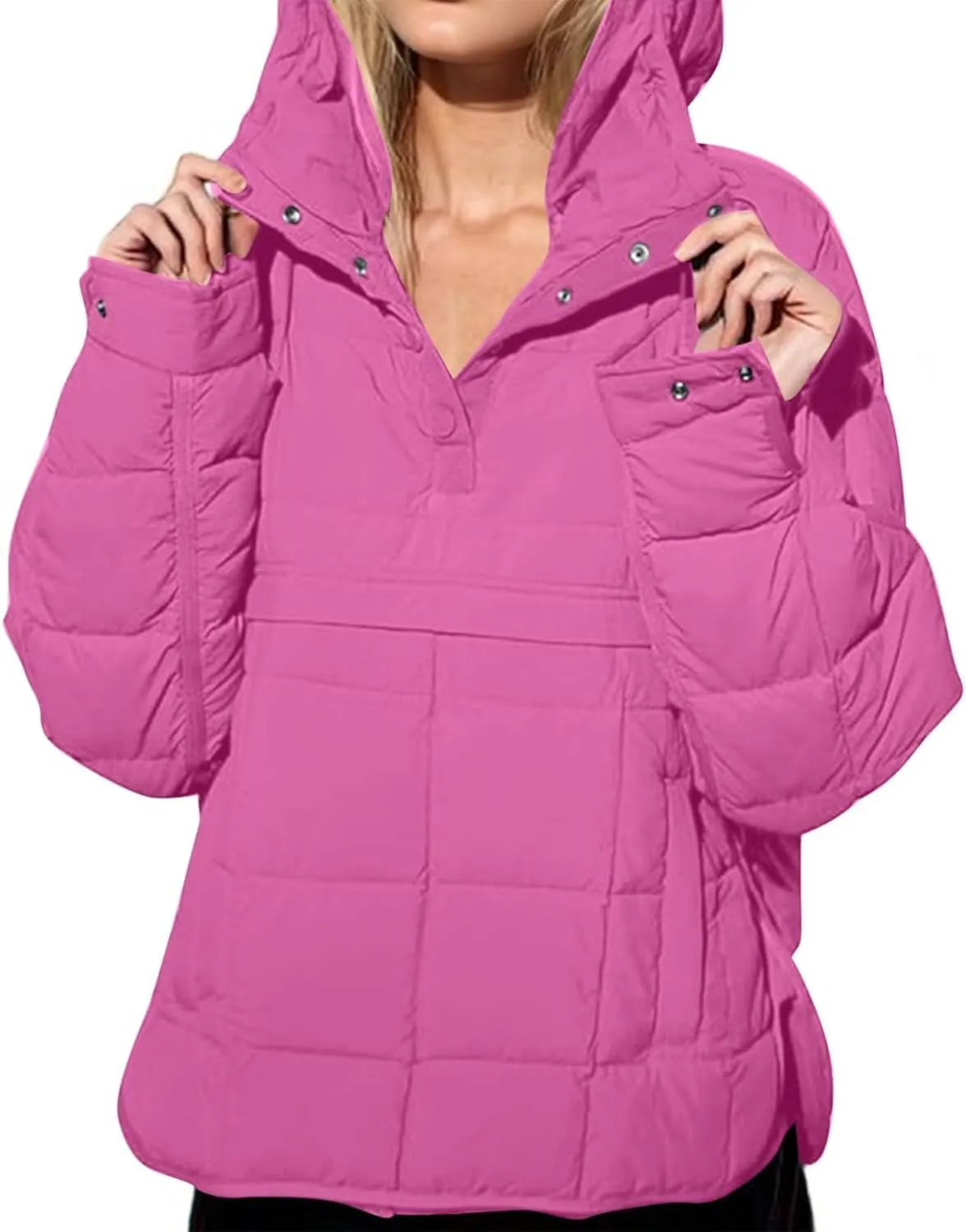 Womens Lightweight Puffer Jackets Warm Hooded Short Winter Coats Thicken Quilted Jackets Cropped Down Coats Outerwear