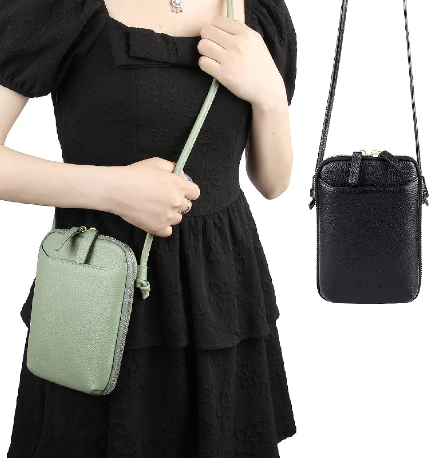 Women's niche design shoulder bag, trendy minimalist leather mobile phone bag, women's crossbody bag