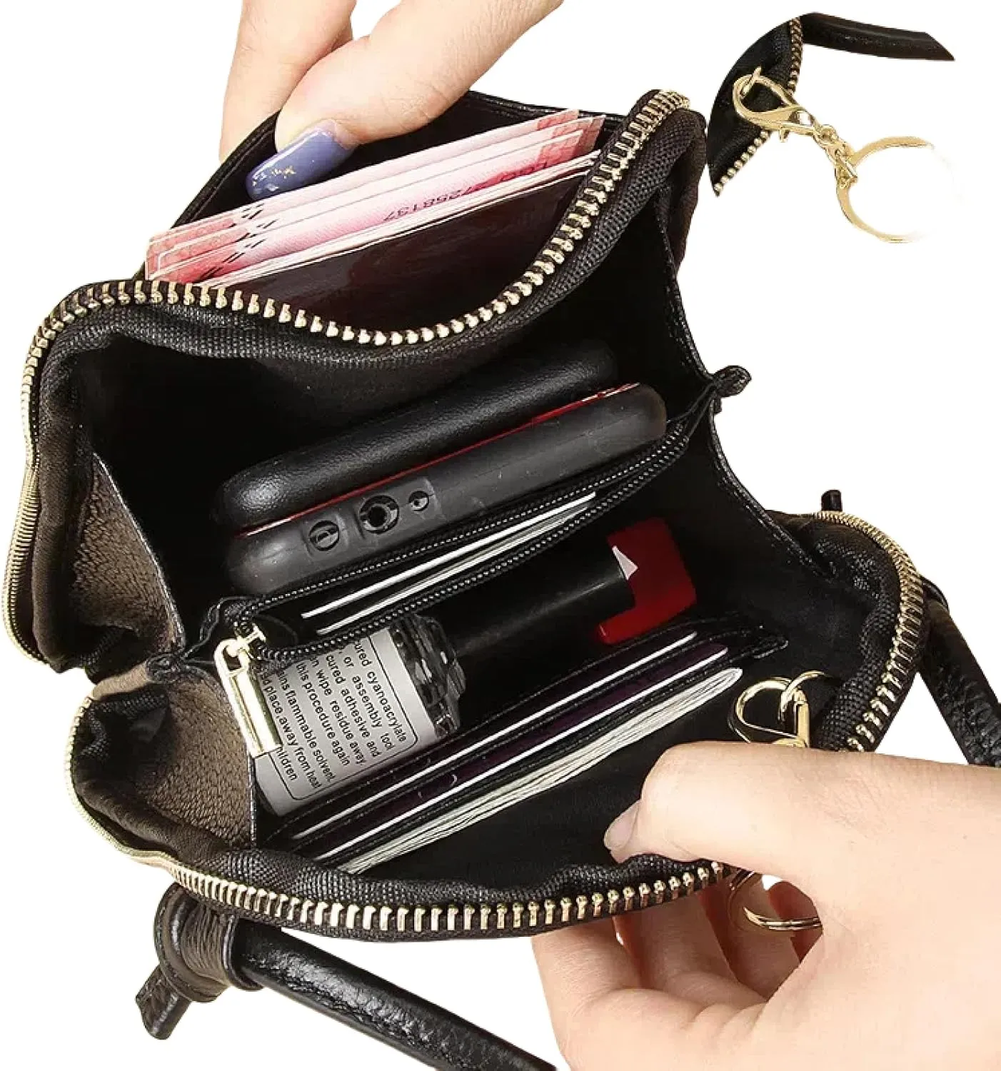 Women's niche design shoulder bag, trendy minimalist leather mobile phone bag, women's crossbody bag