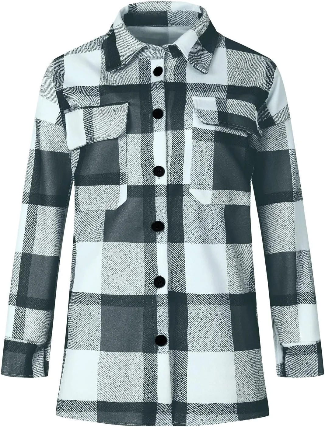 Womens Plaid Shacket Button Down Lapel Collar Shirt Jackets Casual Boyfriend Outerwear Fall Winter Jacket