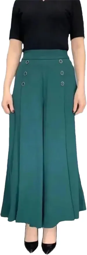 Women’s Pleated High Waist Wide-Leg Pants Zipper Minimalist Year-Round Office Trousers