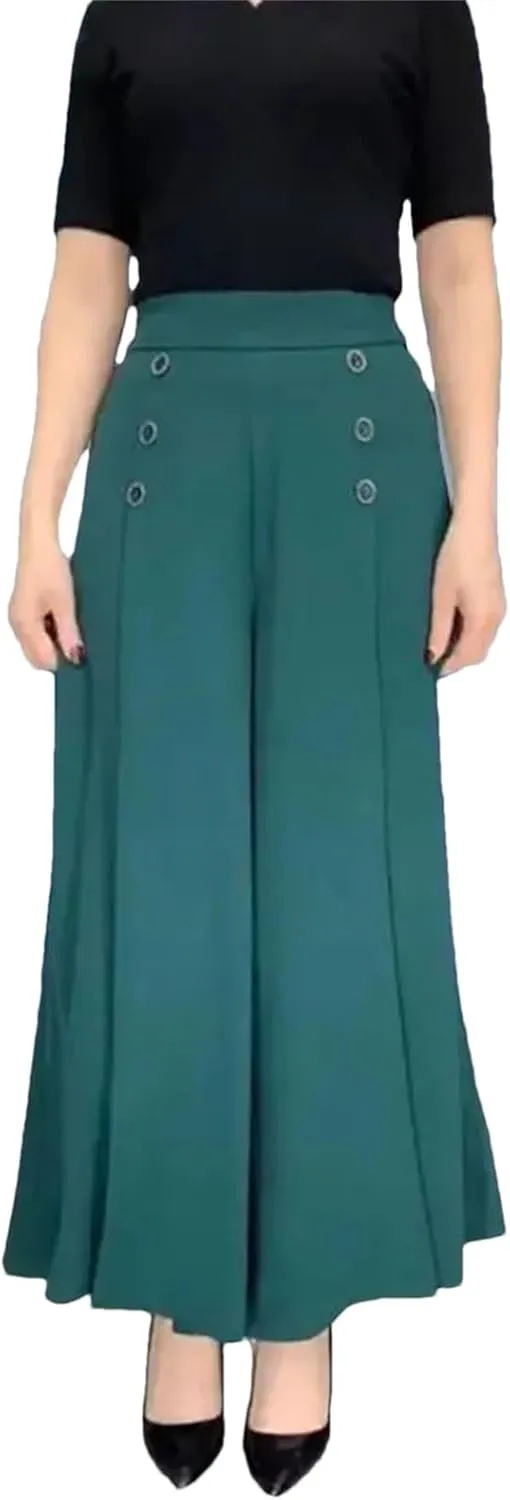 Women’s Pleated High Waist Wide-Leg Pants Zipper Minimalist Year-Round Office Trousers