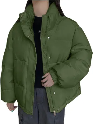 Womens Puffer Jacket Winter Lightweight Quilted Jackets Winter Loose down Jacket Coats Zip up Warm Windproof Outerwear