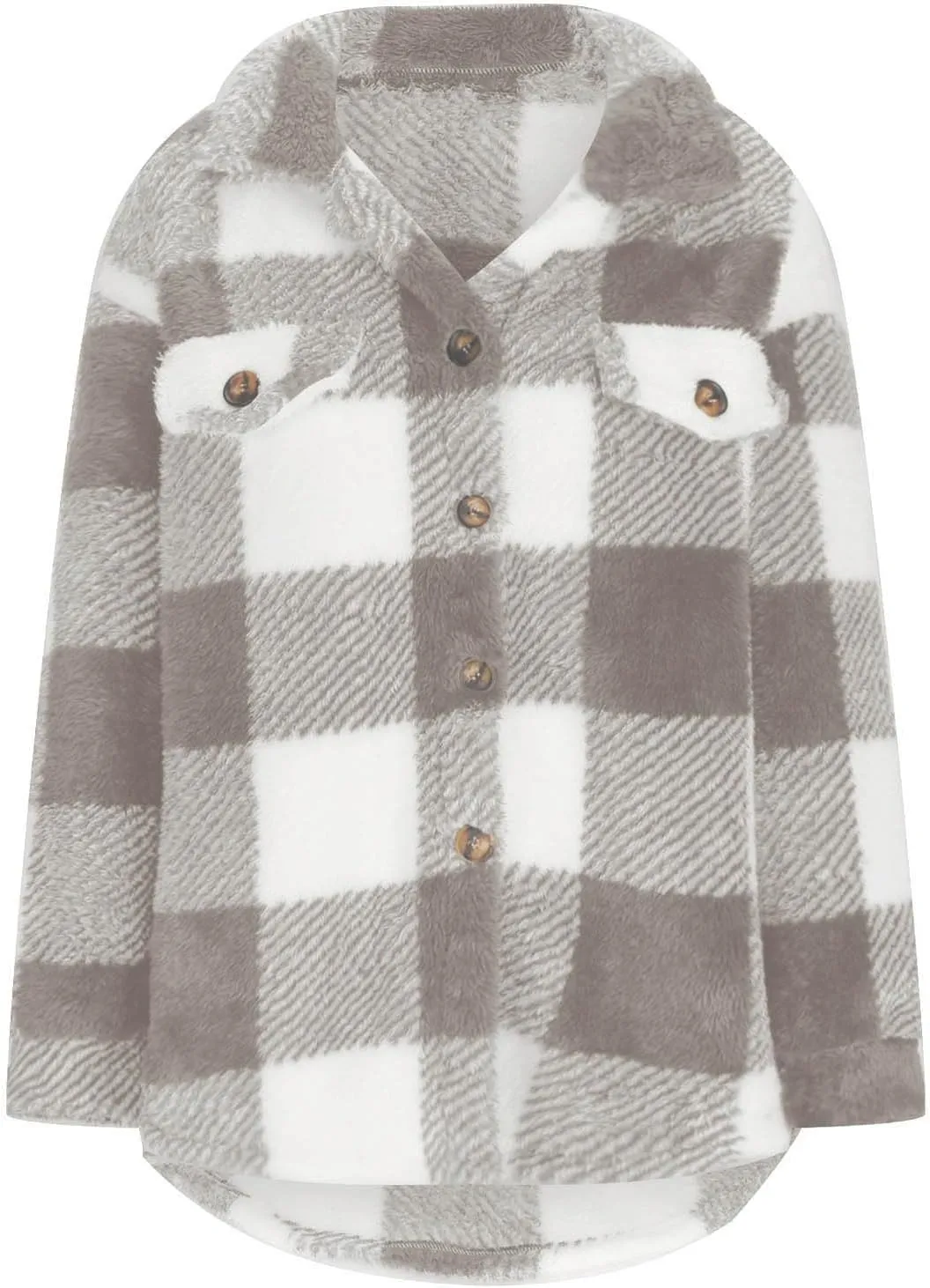 Womens Sherpa Lined Plaid Shacket Jacket Fashion Fall Lightweight Coats Button Down Flannel Outerwear Bomber Jacket