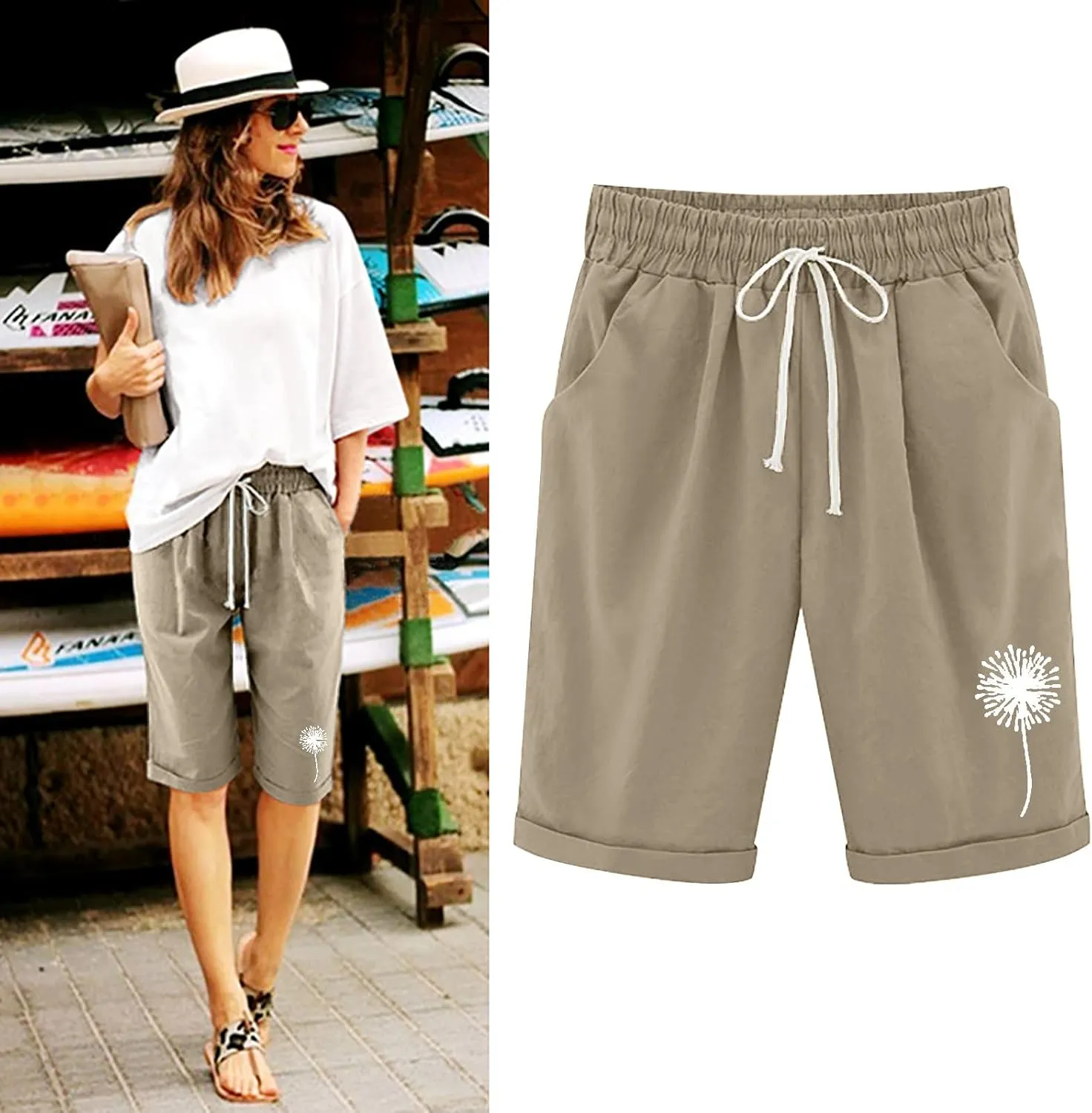 Womens Shorts Drawstring Sweat Shorts Elastic Waist Running Workout Shorts with Pockets Women's Wide Leg Womens