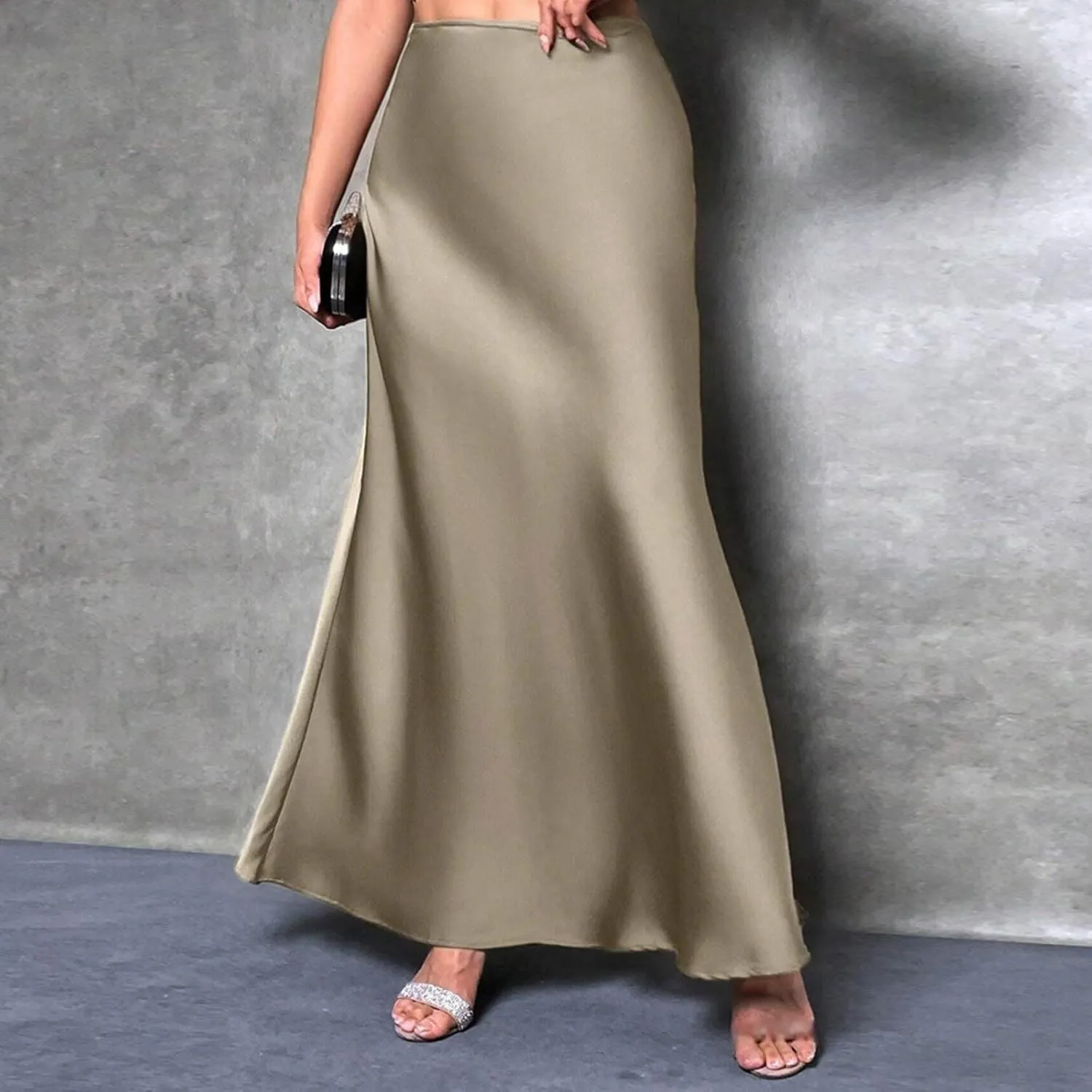 Womens Summer Skirt 2025 Silk Elegant High Waist Cocktail Party Wedding Mermaid Satin Maxi Skirts Spring Fall Outfit
