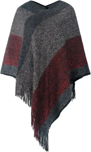 Women's Tassel Hem Sweater Fringe Shawl Wrap Long Cardigan Knitwer Pullover Poncho Sweater Soft Boho Cape Top Coat