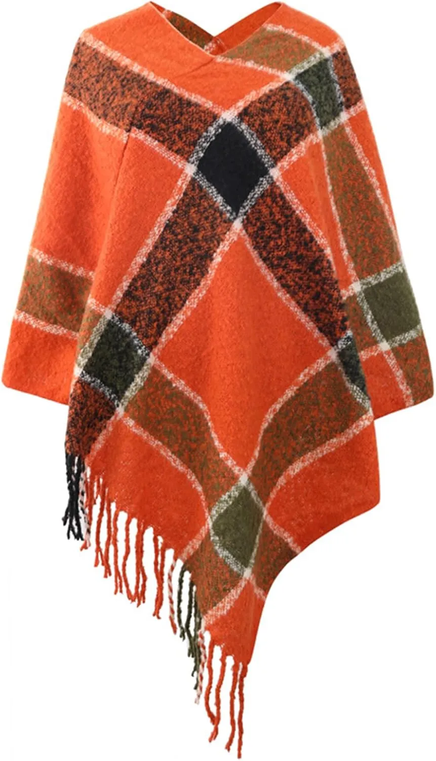 Women's Tassel Hem Sweater Fringe Shawl Wrap Long Cardigan Knitwer Pullover Poncho Sweater Soft Boho Cape Top Coat