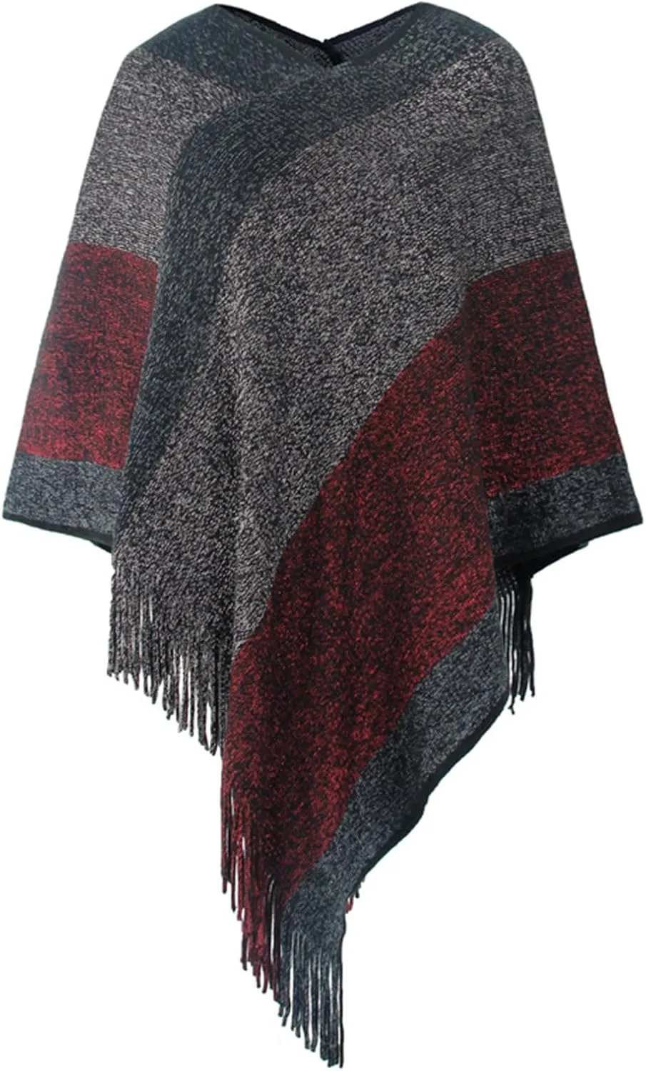 Women's Tassel Hem Sweater Fringe Shawl Wrap Long Cardigan Knitwer Pullover Poncho Sweater Soft Boho Cape Top Coat