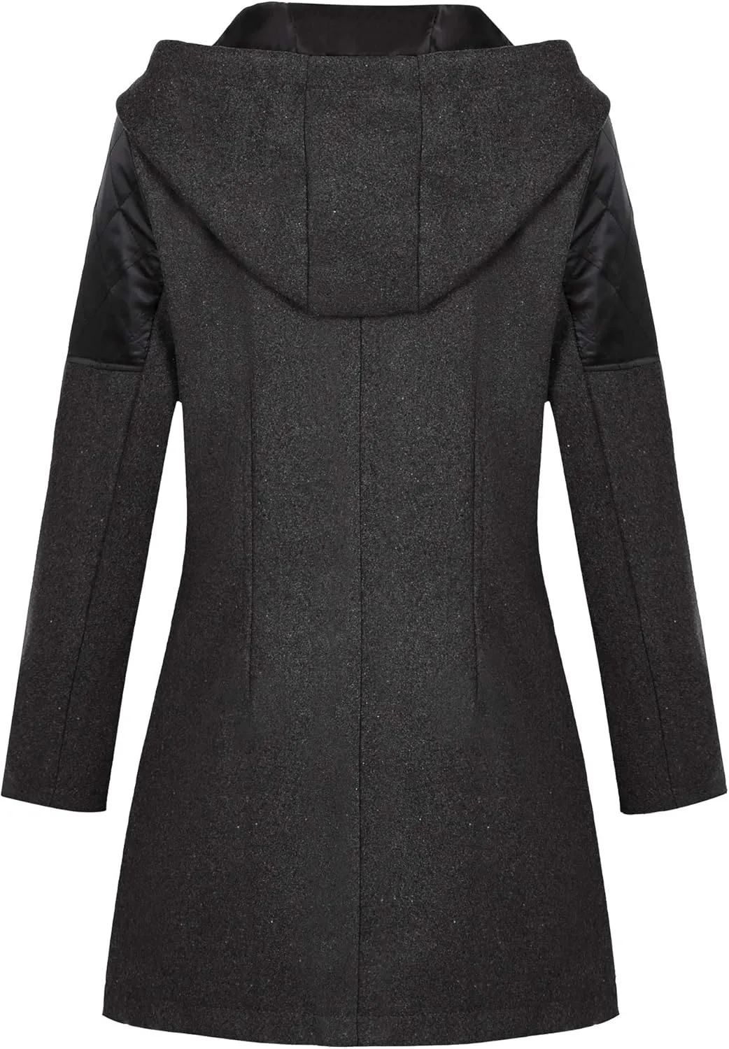 Womens Trench Coats Side Zipper Hoodie Jackets Plus Size Wool-Blend Notch Lapel Parka Asymmetrical Moto Jacket