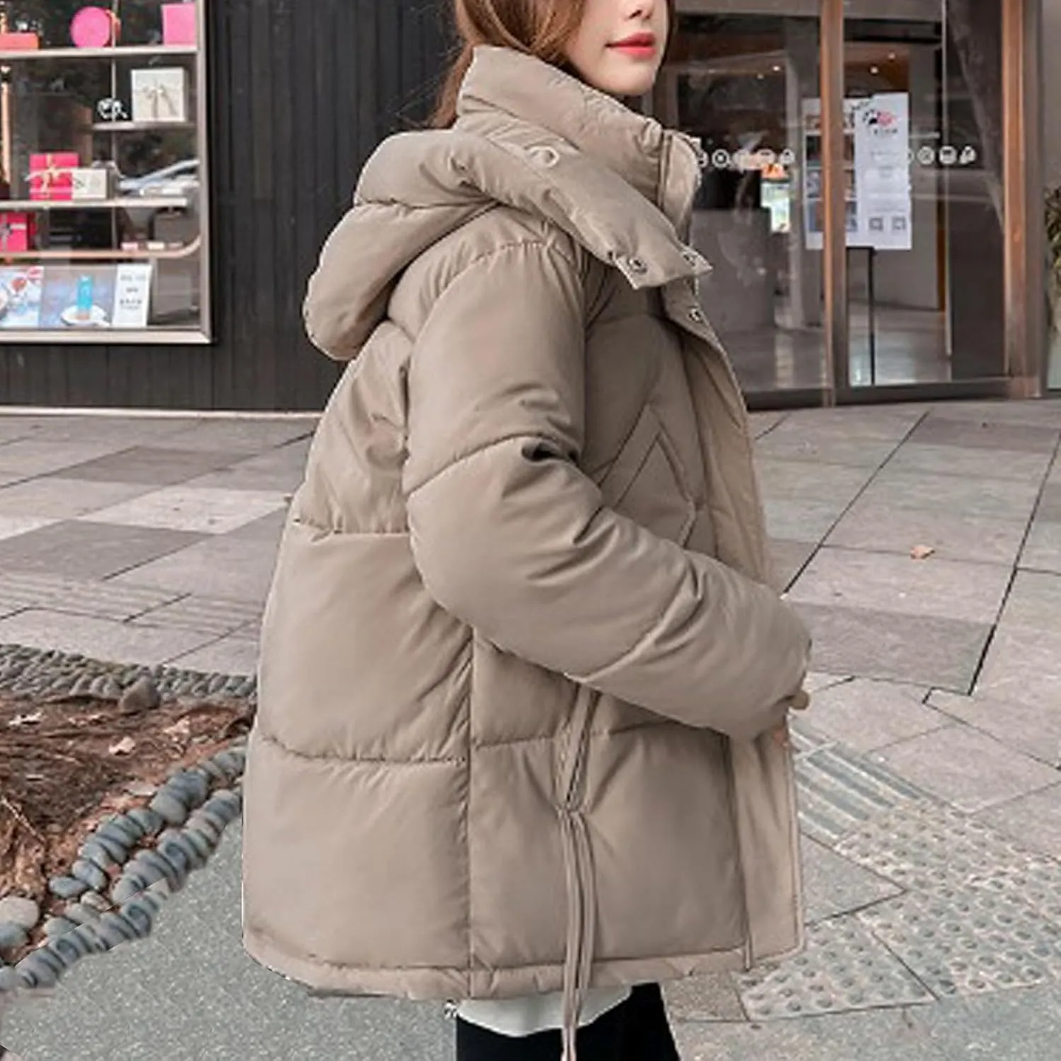 Womens Winter Coats Hooded Puffer Jackets Thicken Quilted Lightweight Jackets Parkas Outerwear Down Coats with Pockets