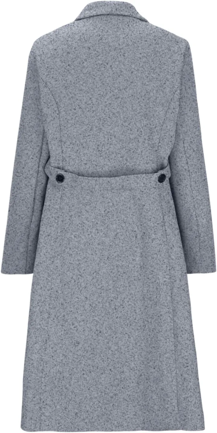 Womens Winter Coats Open Front Wool Blend Jackets Cardigan Pea Coat Lapel Business Overcoat Casual Long Trench Coats