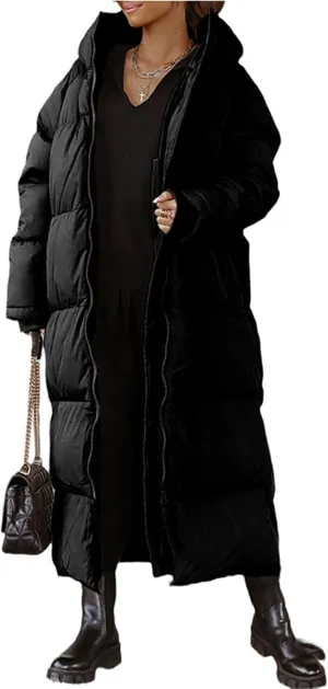 Womens Winter Coats Warm Full Zip Puffer Jacket Cotton Down Length Quilted Coat