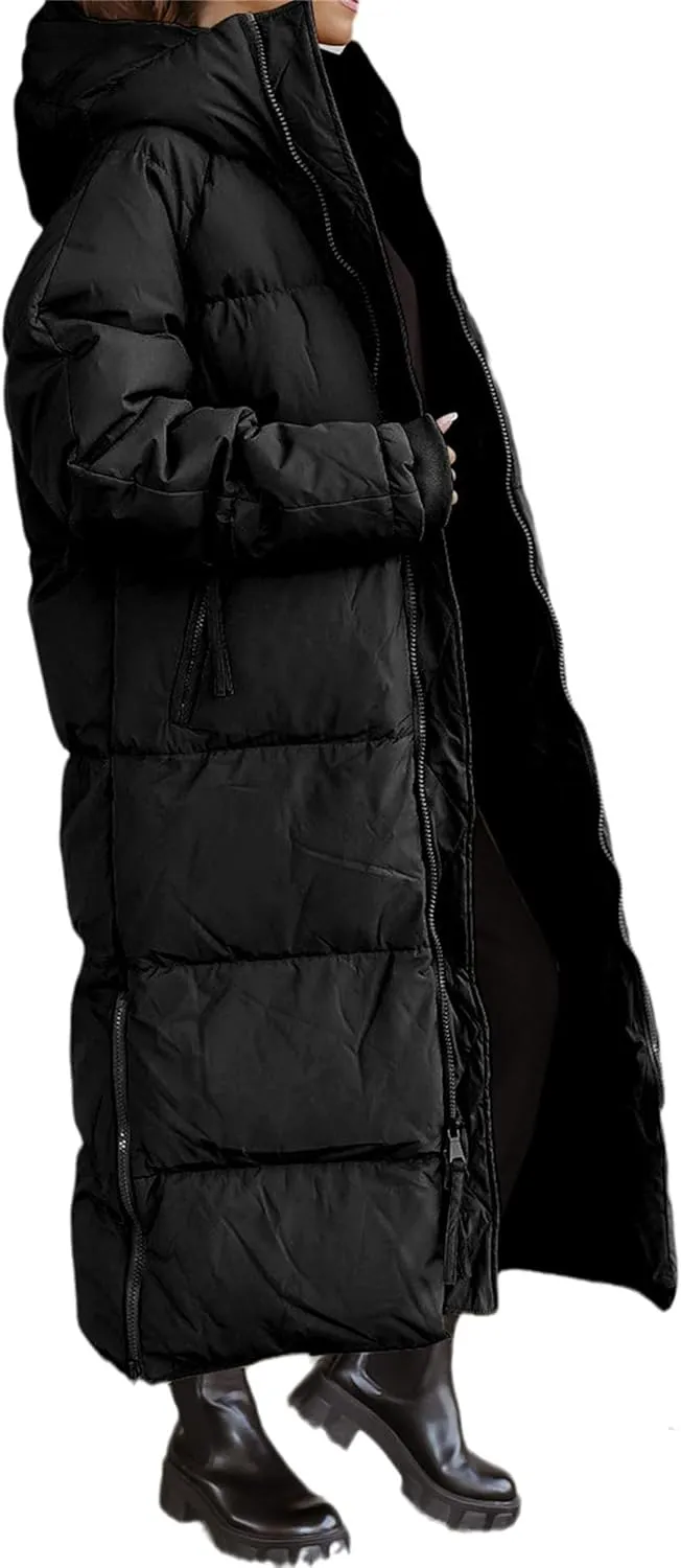 Womens Winter Coats Warm Full Zip Puffer Jacket Cotton Down Length Quilted Coat