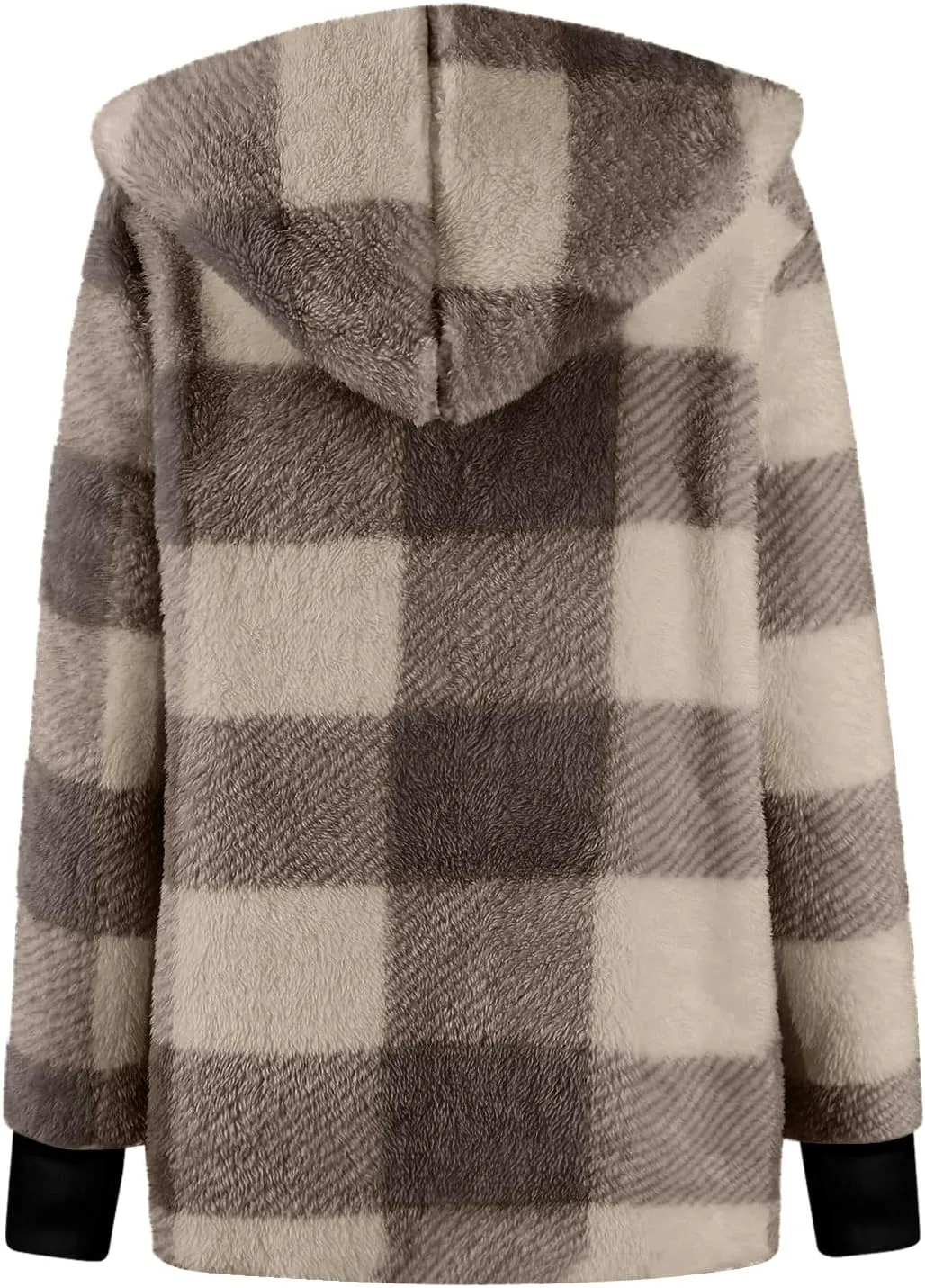 Womens Winter Coats Warm Plush Jackets Open Front Long Sleeve Cardigan Trendy Plaid Fuzzy Outerwear