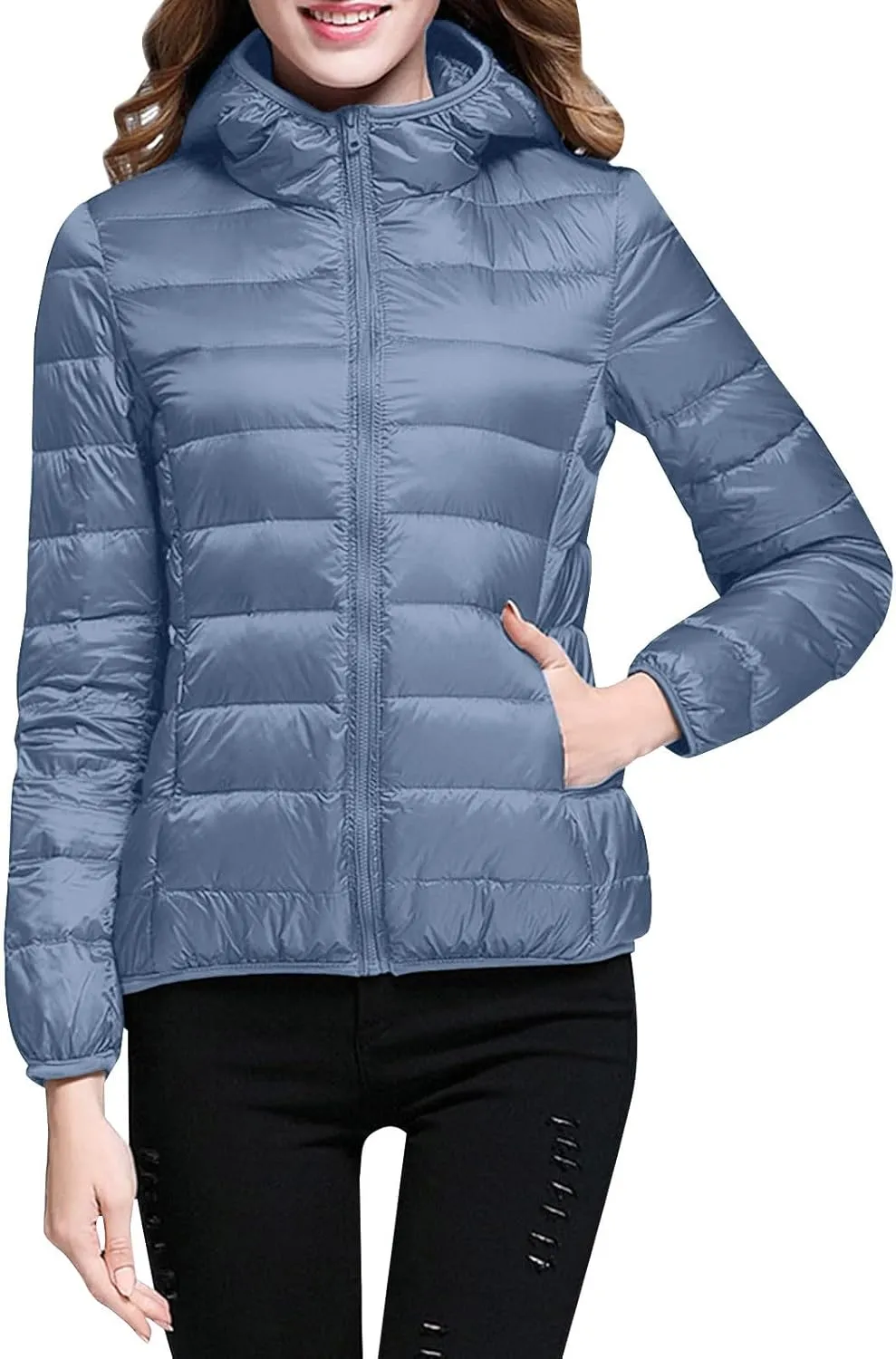 Women's Winter Jacket Long Sleeve Zip Puffer Winter Jacket Parka Loose Button Down Plaid Coats