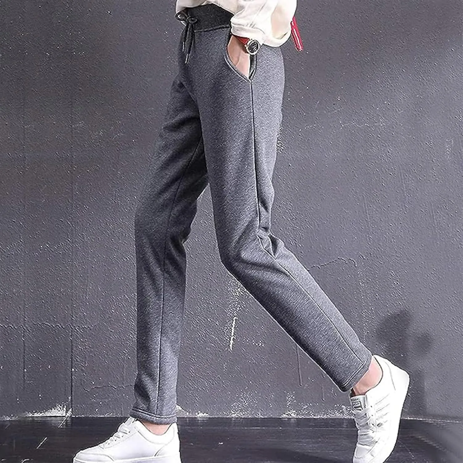 Womens Winter Lined Jogger Fleece Pants, Lightweight Casual Winter Sweatpants with Pockets, Cold Weather Sherpa Pant.
