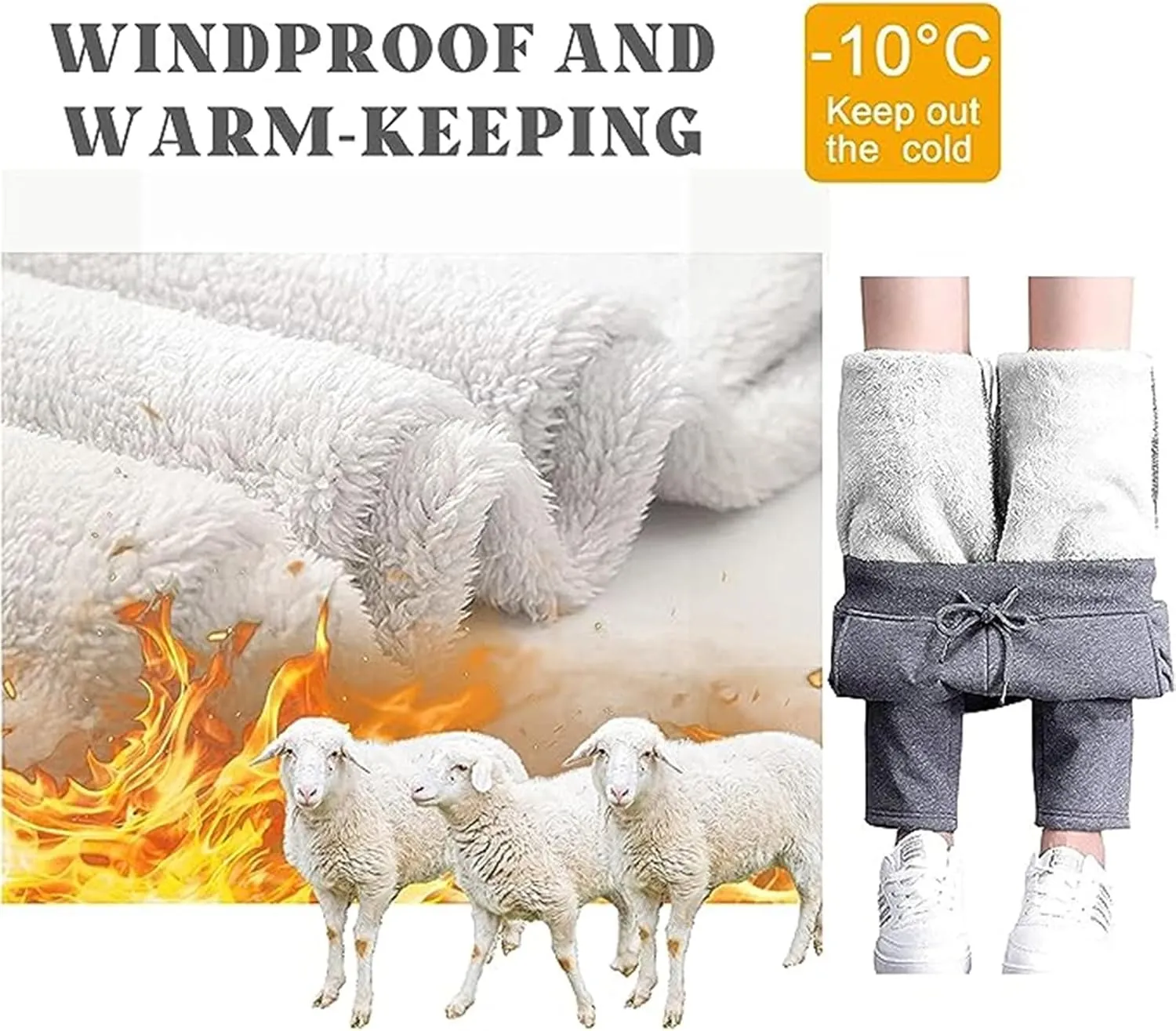 Womens Winter Lined Jogger Fleece Pants, Lightweight Casual Winter Sweatpants with Pockets, Cold Weather Sherpa Pant.