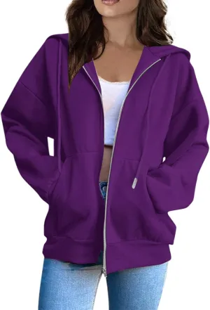 Womens Zip Up Hoodies Y2K Jackets Causal Outdoor Long Sleeve Lightweight Sweatshirts Hoodie for Women with Pockets