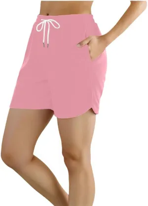 Workout Shorts for Women with Pockets Mid Rise Athletic Shorts Running Pants Breathable Outdoor Gym Sport Trousers