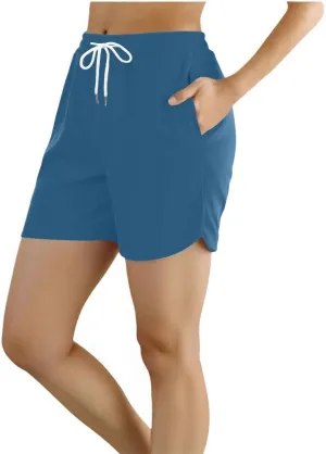 Workout Shorts for Women with Pockets Mid Rise Athletic Shorts Running Pants Breathable Outdoor Gym Sport Trousers