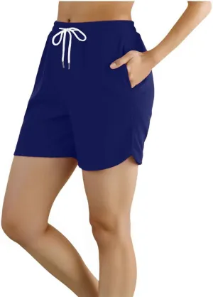 Workout Shorts for Women with Pockets Mid Rise Athletic Shorts Running Pants Breathable Outdoor Gym Sport Trousers