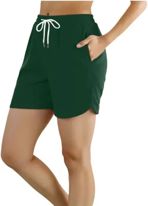 Workout Shorts for Women with Pockets Mid Rise Athletic Shorts Running Pants Breathable Outdoor Gym Sport Trousers