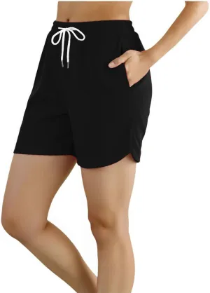 Workout Shorts for Women with Pockets Mid Rise Athletic Shorts Running Pants Breathable Outdoor Gym Sport Trousers