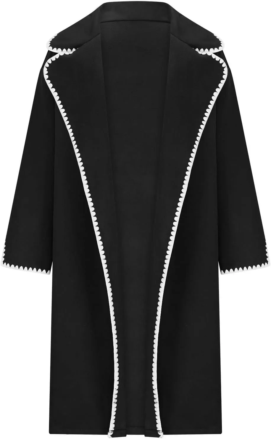XUNRYAN Trench Coat Women 2024 Embroidery Wool Blend Jackets Fashion Coatigan Casual Open Front Cardigan Maxi Long Coat