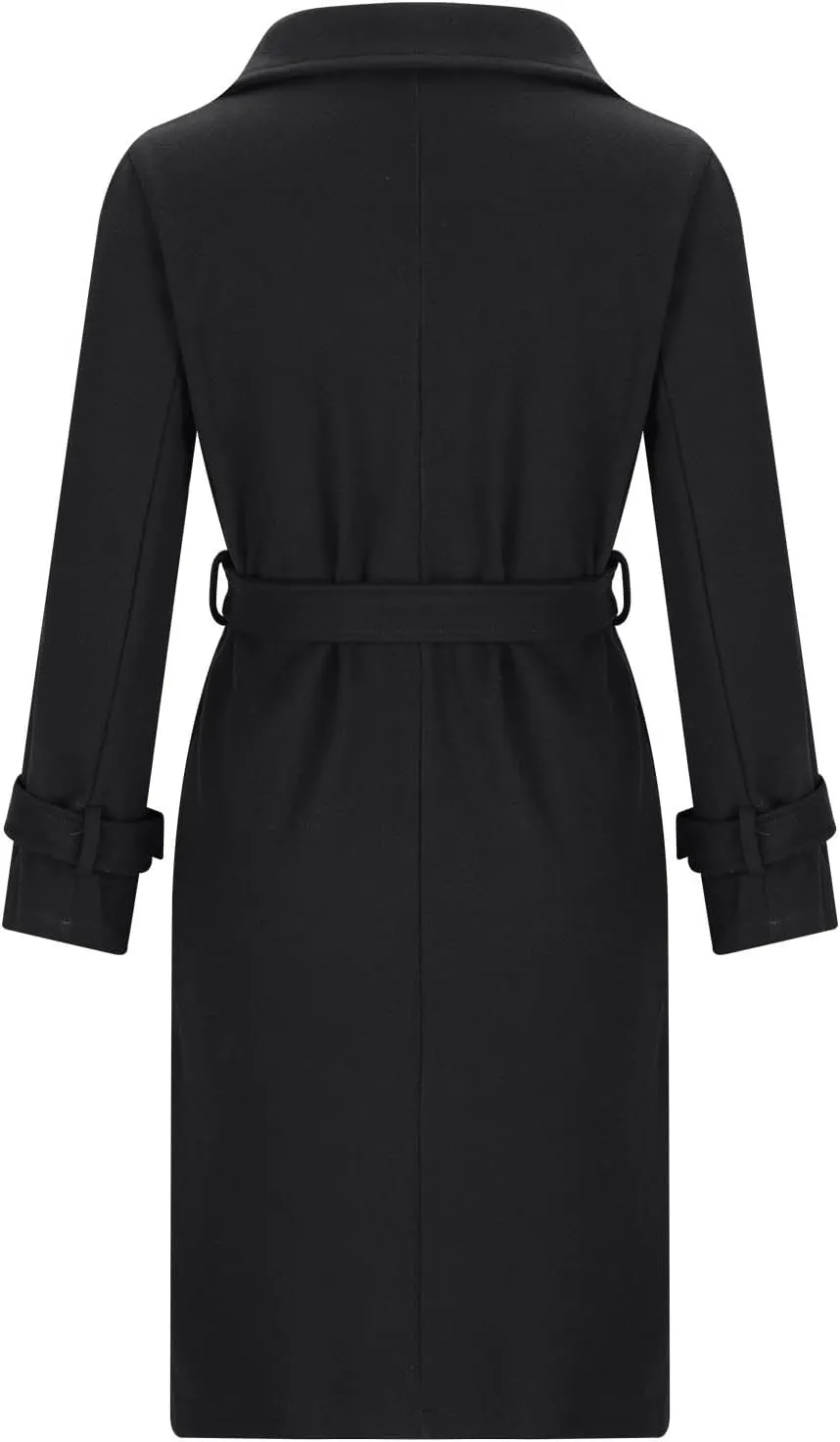 XUNRYAN Trench Coat Women 2024 Long Wool-Blend Jackets Slim Fit Winter Fall Casual One Button Blazer Fashion Peacoat Overcoat
