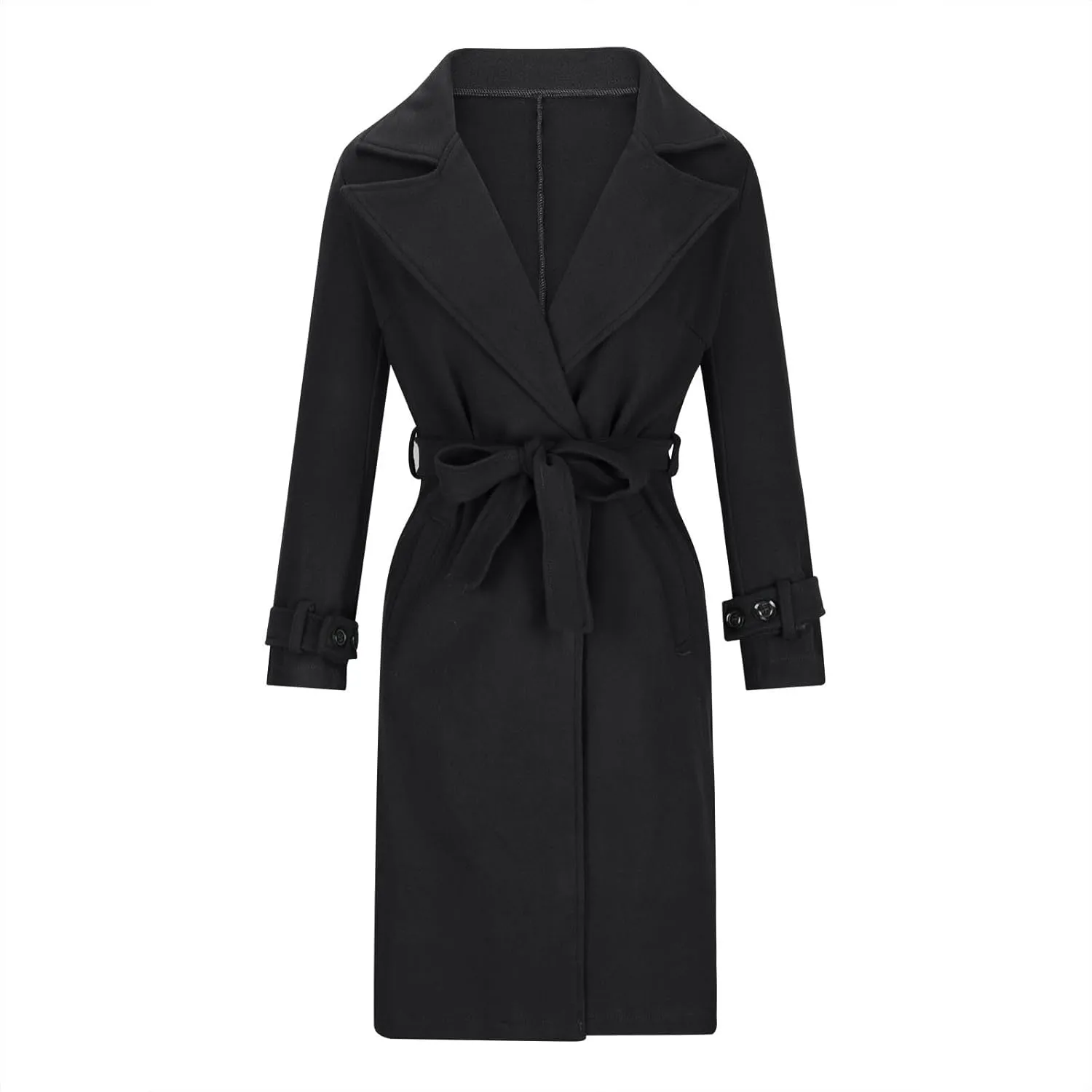 XUNRYAN Trench Coat Women 2024 Long Wool-Blend Jackets Slim Fit Winter Fall Casual One Button Blazer Fashion Peacoat Overcoat