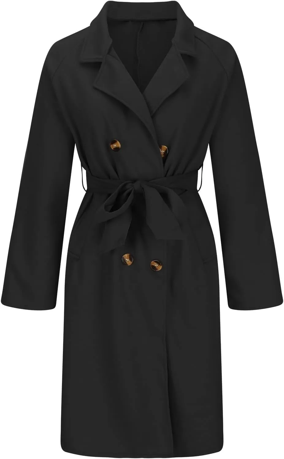 XUNRYAN Womens Classy Trench Coat Long Wool-Blend Jackets Trendy Notch Lapel Casual Peacoat Fashion Overcoat Outerwear