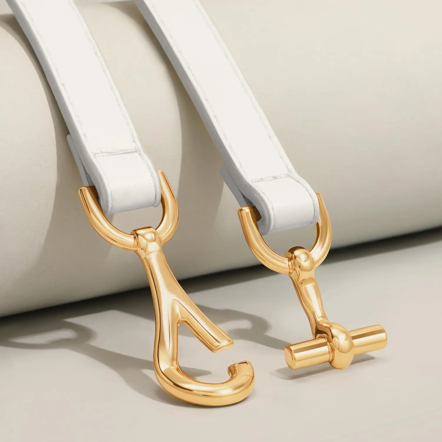 XZQTIVE Leather Skinny Belt for Women Adjustable Thin Waist Belt Gold Buckle for Dresses Coats Jeans