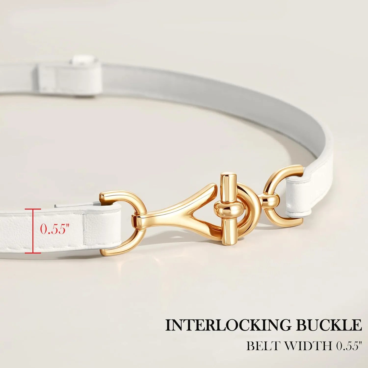 XZQTIVE Leather Skinny Belt for Women Adjustable Thin Waist Belt Gold Buckle for Dresses Coats Jeans
