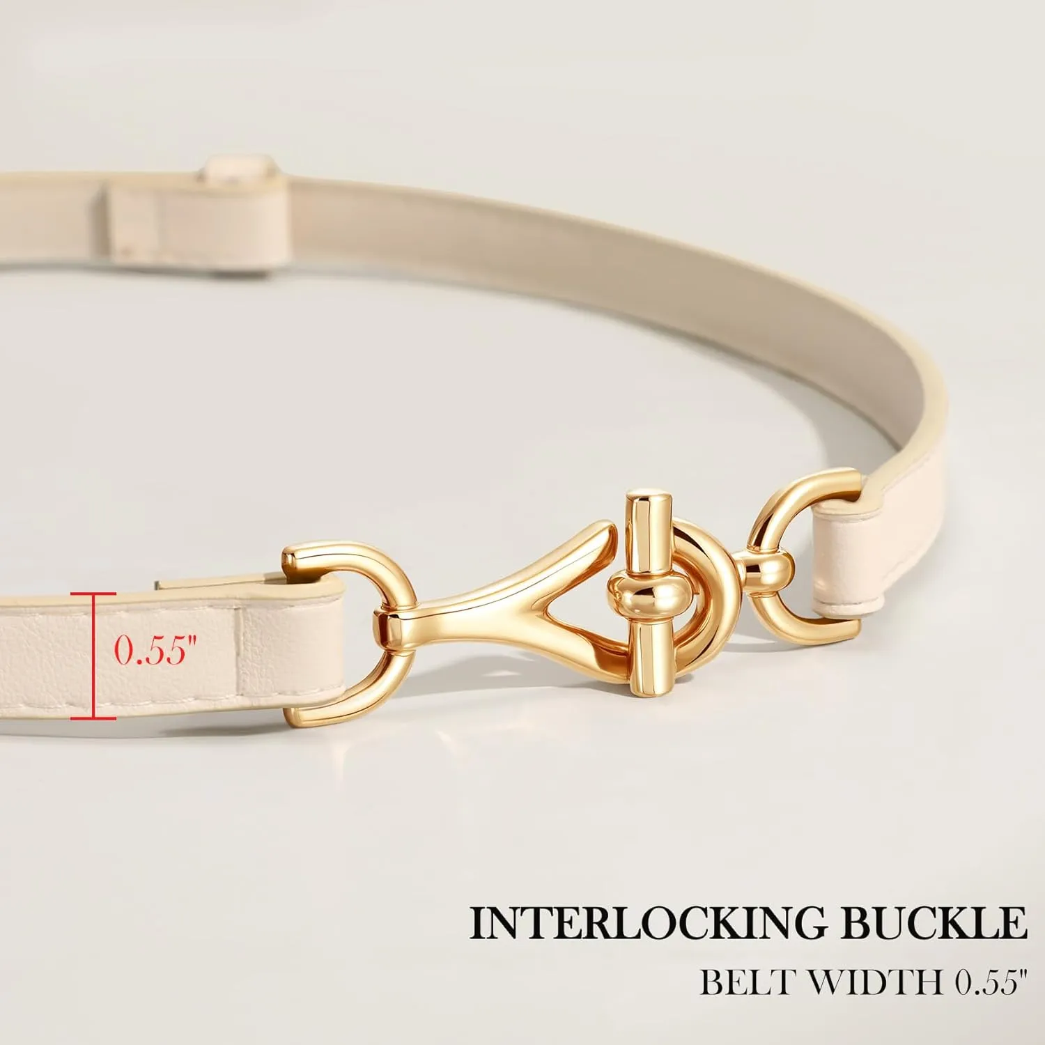 XZQTIVE Leather Skinny Belt for Women Adjustable Thin Waist Belt Gold Buckle for Dresses Coats Jeans
