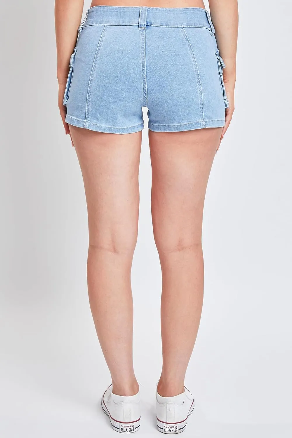 YMI Womens Low Rise Denim Cargo Shorts