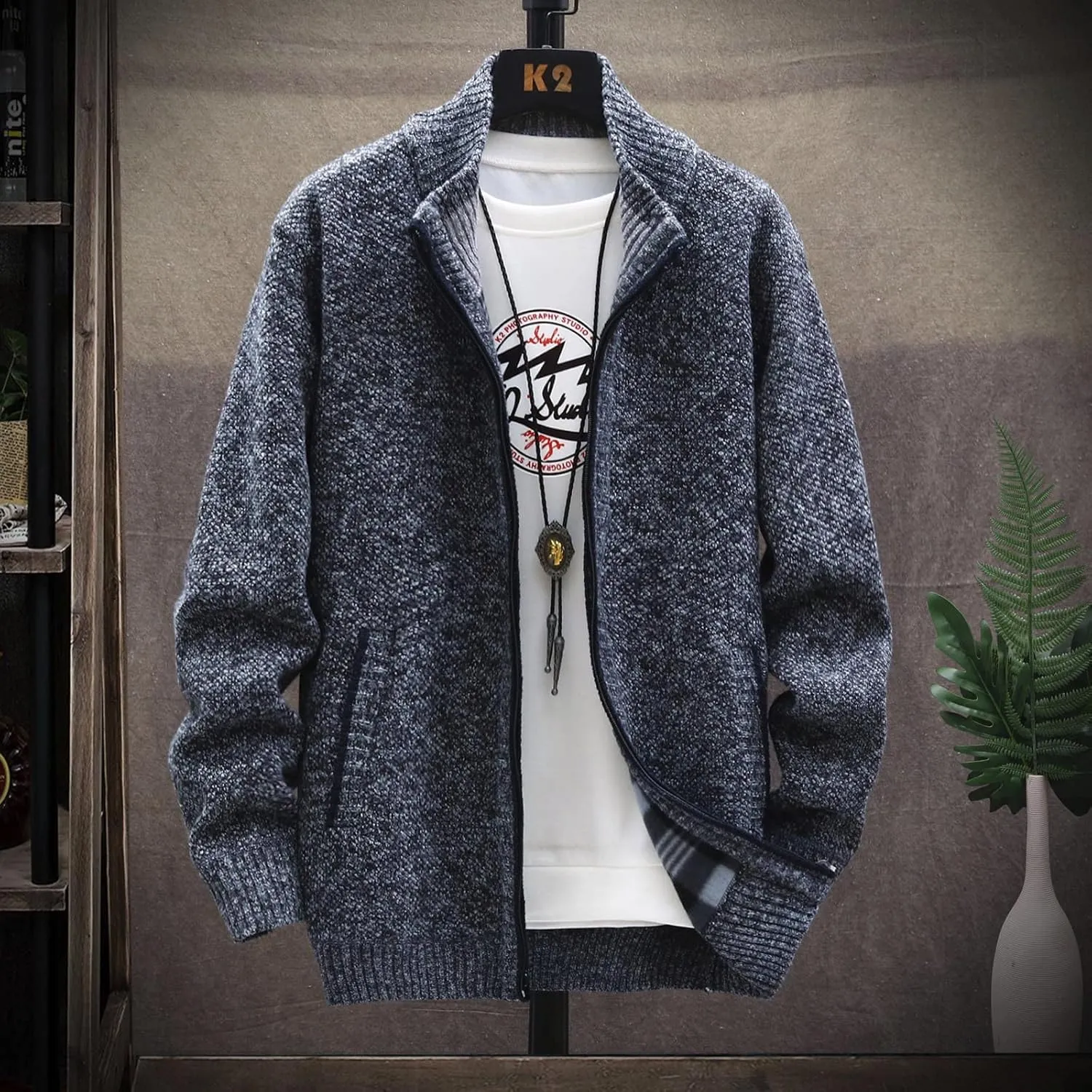 Ymosrh Mens Coats and Jackets Stylish Autumn Winter Men's Fashion Loose Cardigan Warm Lapel Hooded Jacket Sweater