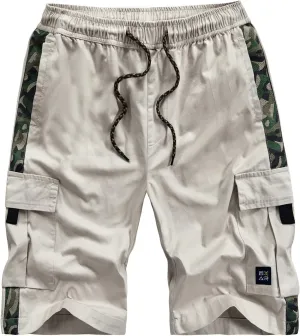 Ymosrh Men's Khaki Shorts Men Summer Fashion Casual Printed Loose Quick-Drying Shorts Beach Pants Cargo Shorts