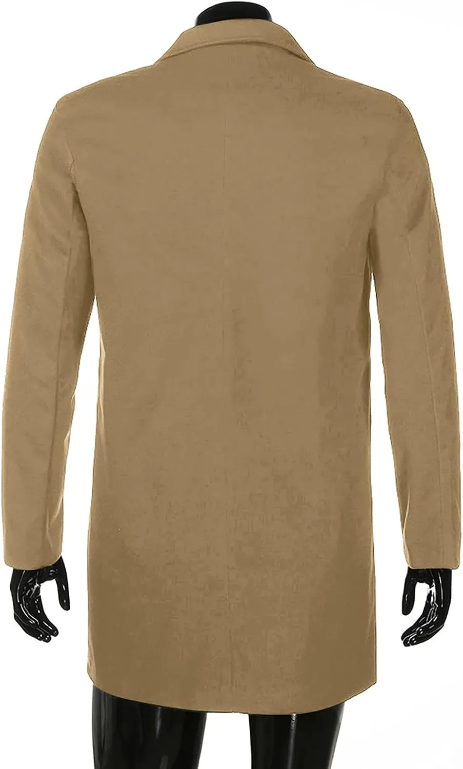 Ymosrh Winter Coats for Men Formal Single Breasted Figuring Overcoat Long Wool Warm Jacket Outwear Jackets